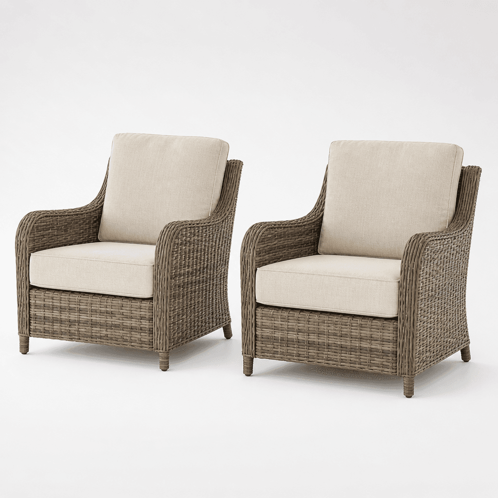 Wicker Lounge Chair Pair