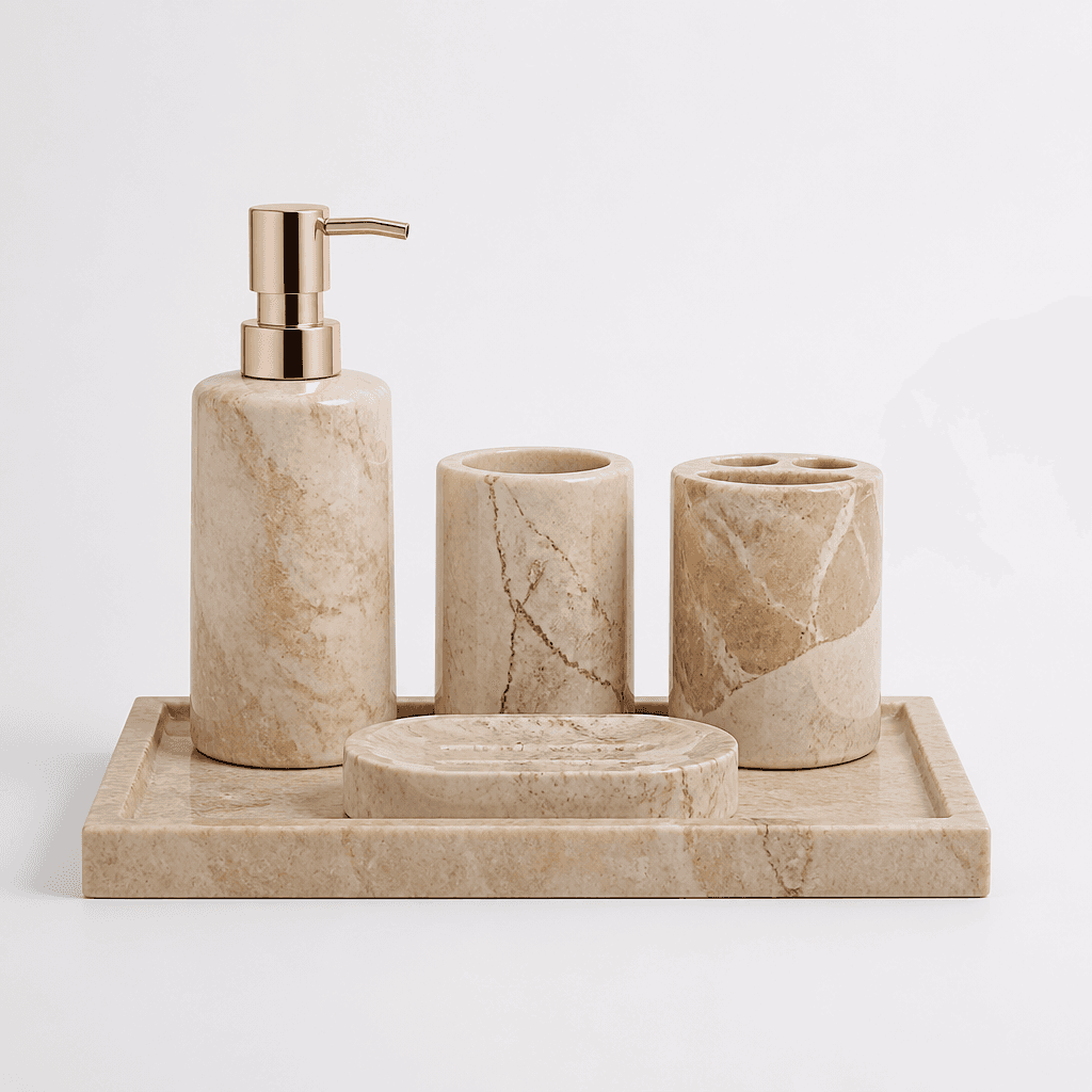 Marble Bathroom Accessory Set
